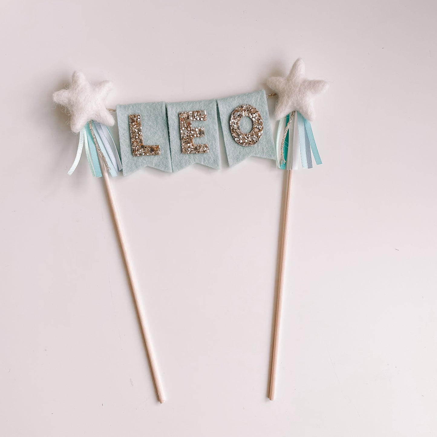 Birthday cake topper - felt with shooting stars or hearts