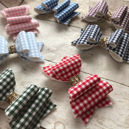 School Bow - Large double dolly, Gingham (4451638804545)