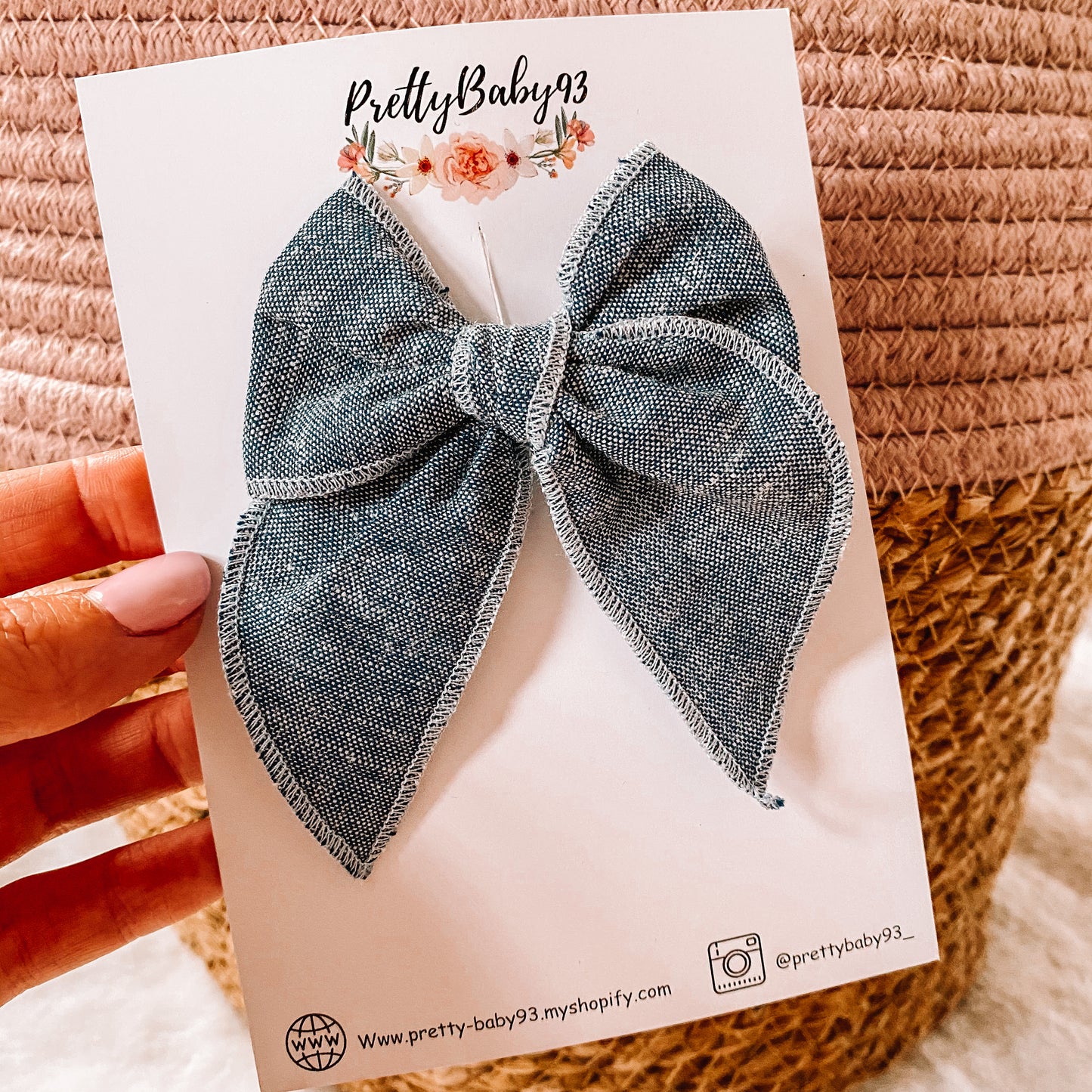 Denim fable bow (small)