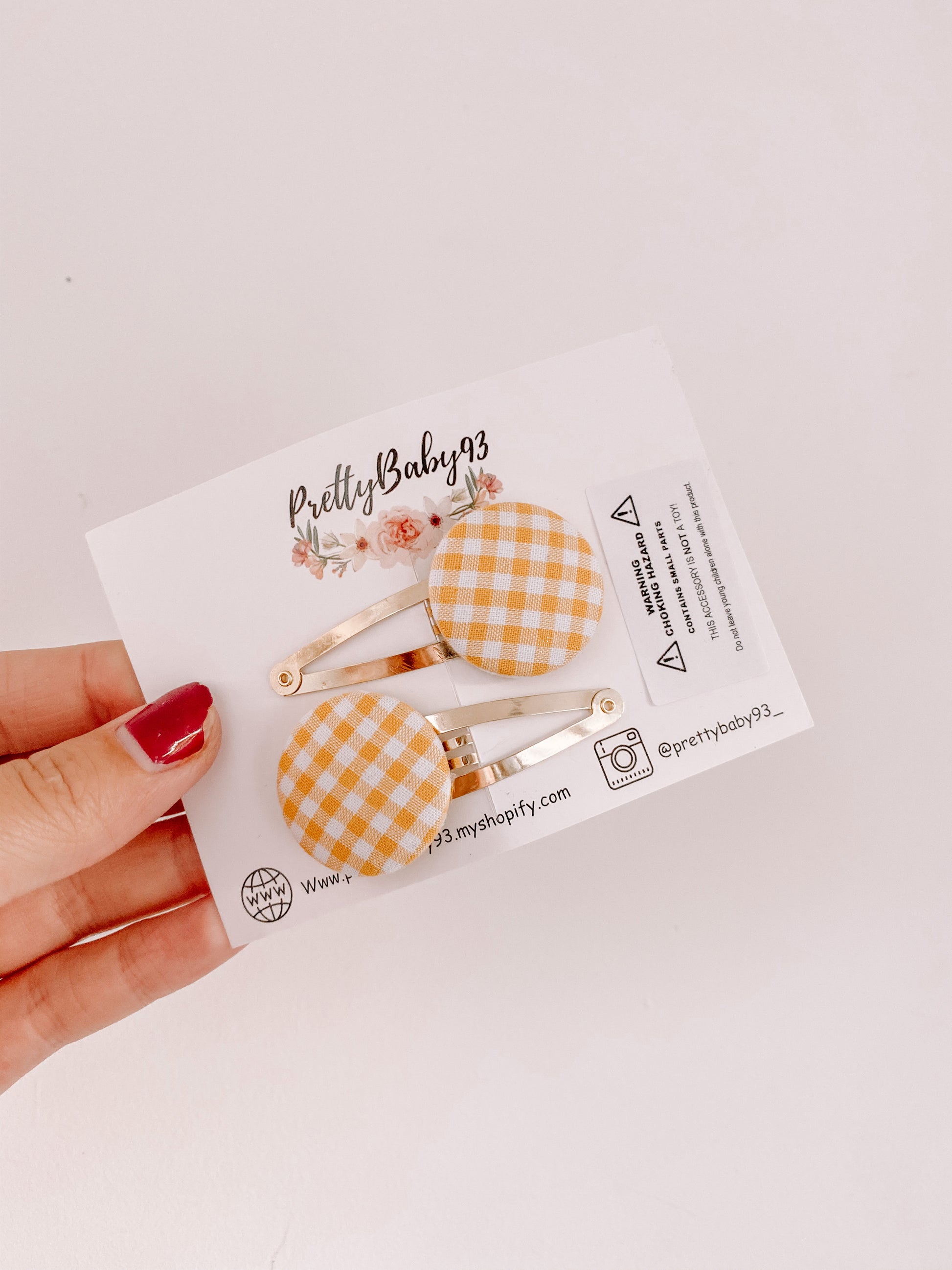 Gingham button snap clips (4578911158337)