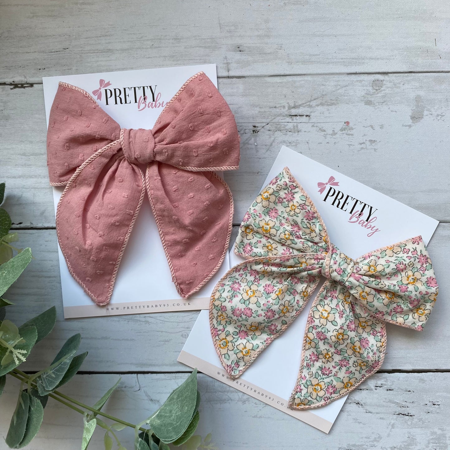 Dusky pink Swiss dot fable bow