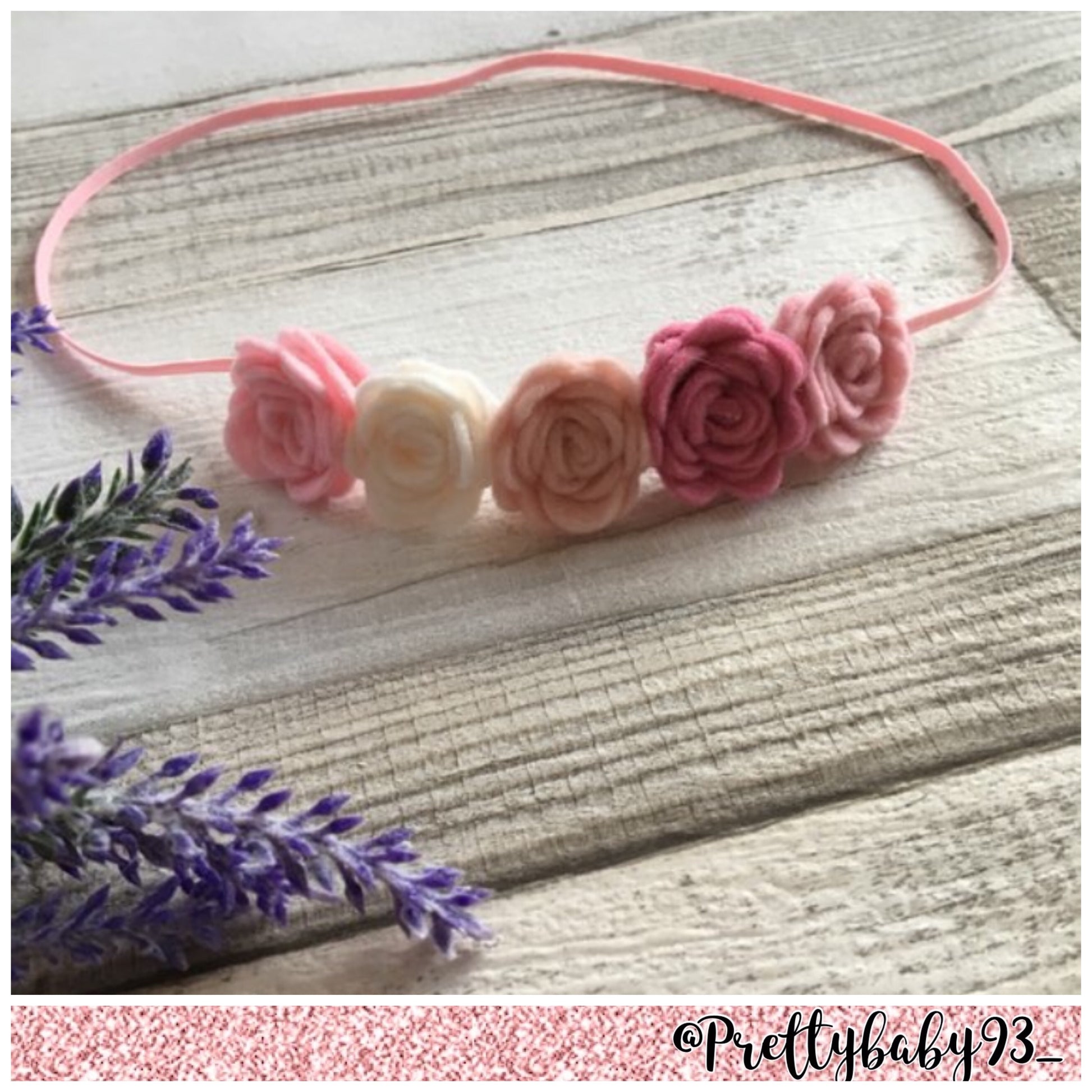 Ombré pink small rose headband (1943494131777)